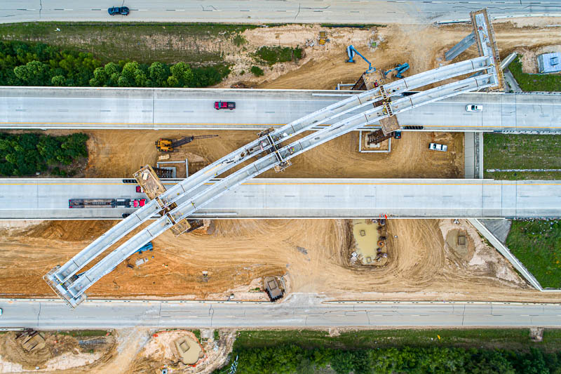 Drone construction progress aerial photo taken near Houston, Texas.