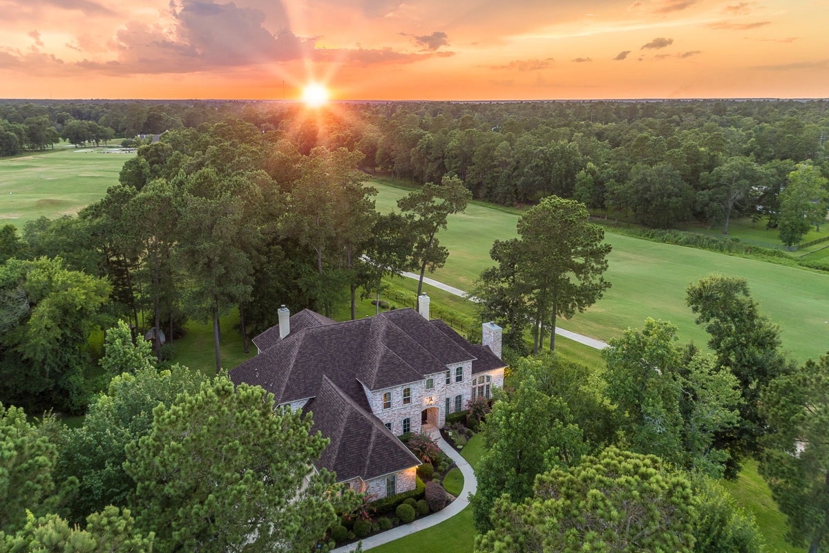 Example of a drone aerial photo of real estate near Houston, Texas