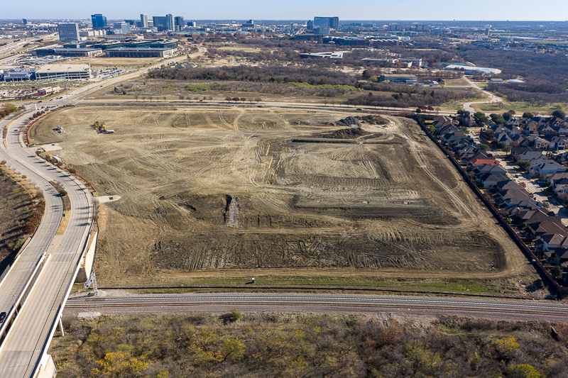 Aerial photo of construction progress at Dallas Texas location.
